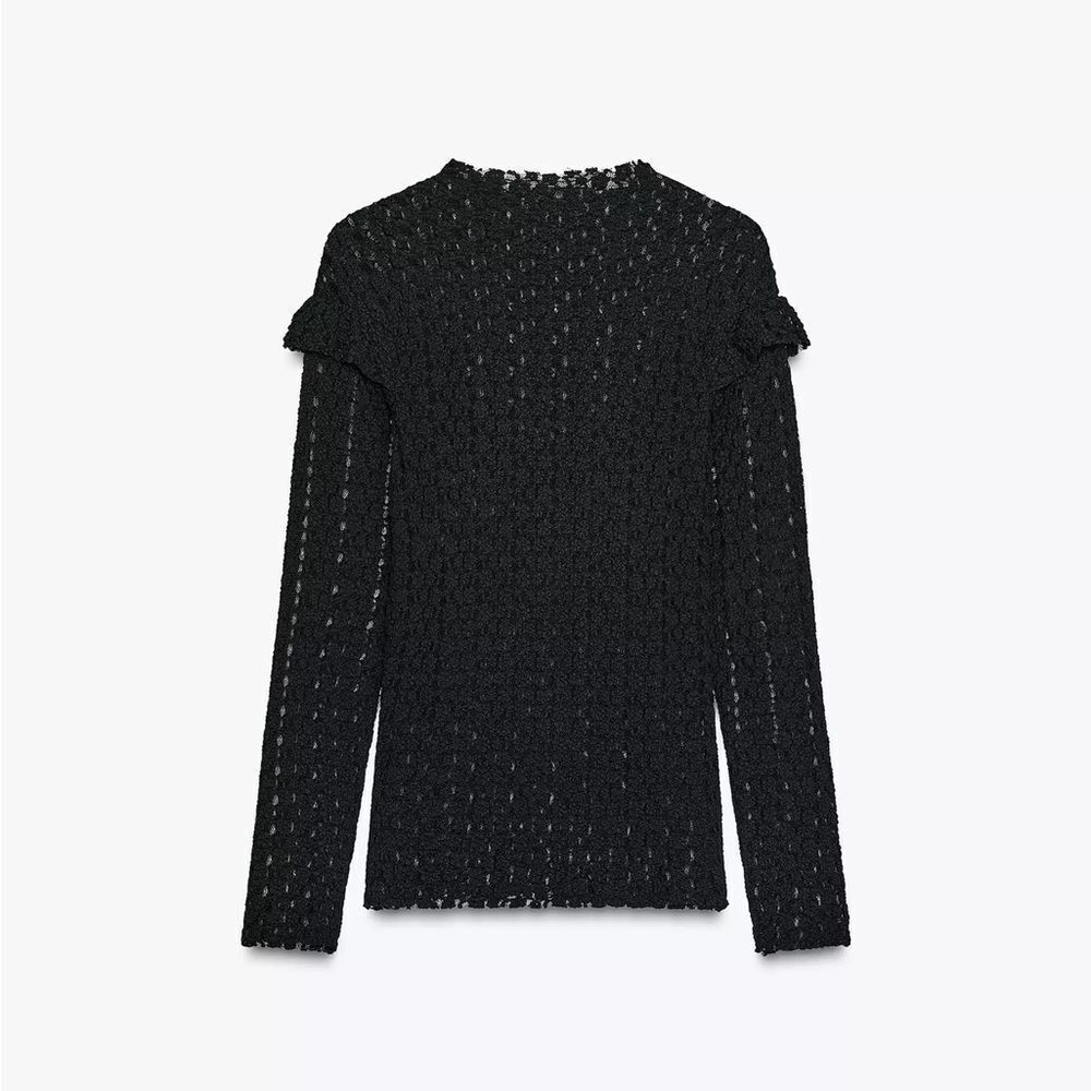 ZARA RUFFLED LACE TOP - Picture 8 of 9